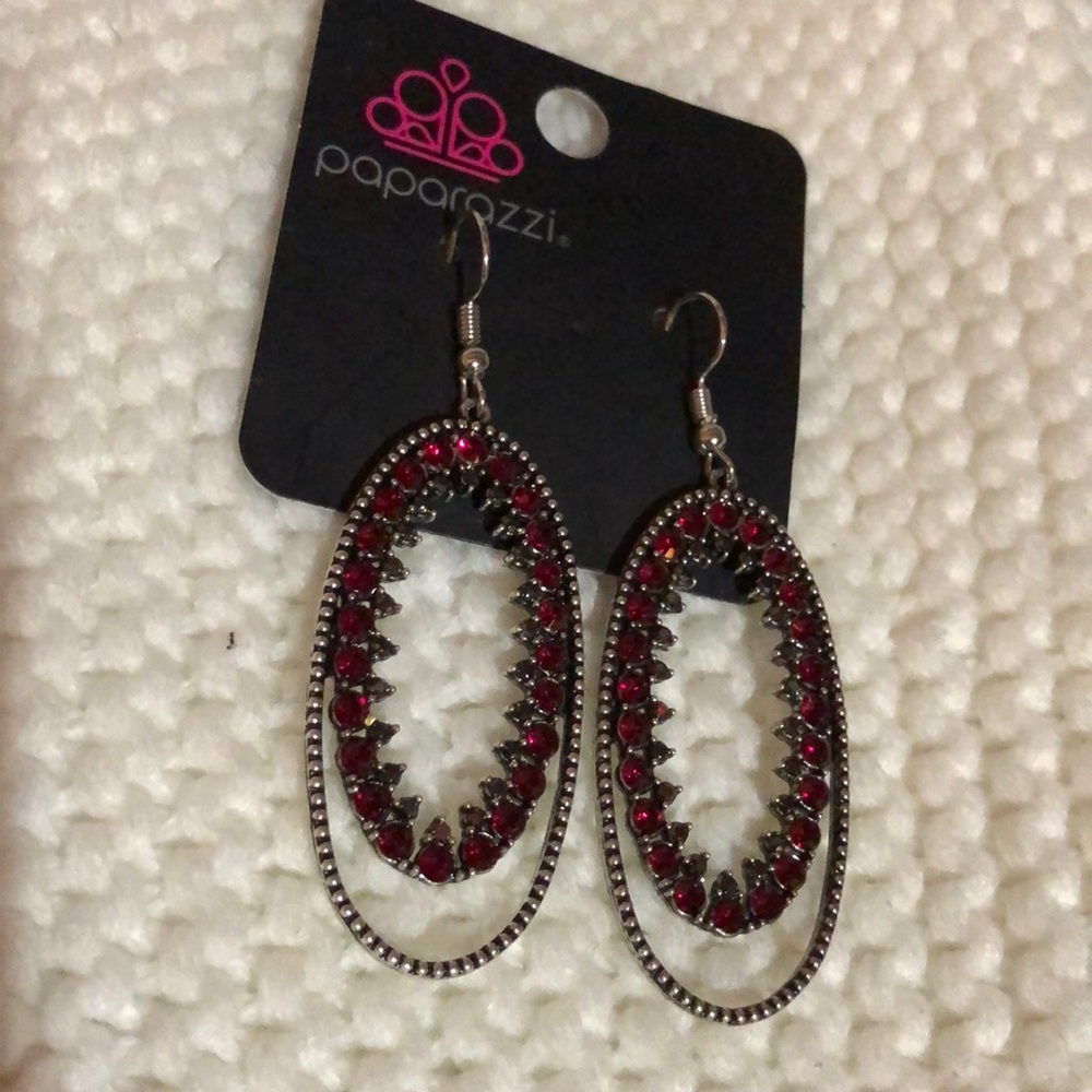 Red Jeweled Earrings -Paparazzi